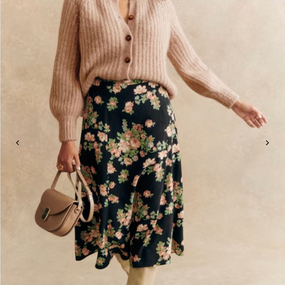 Sezane Tabata Skirt Bouquet Print